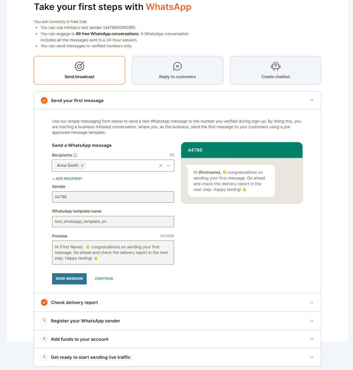 WhatsApp - Send first message