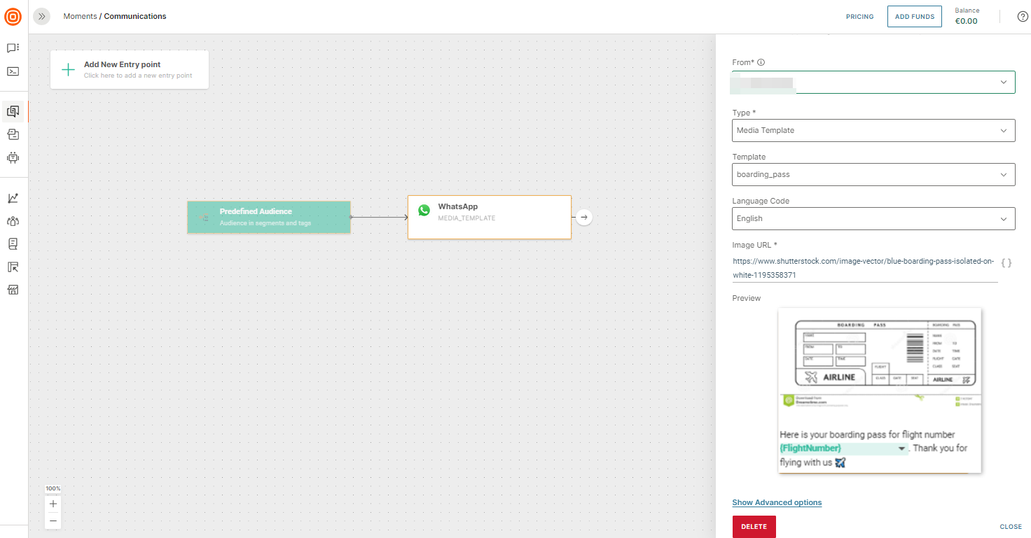 Send WhatsApp over Flow send Media Message Templates