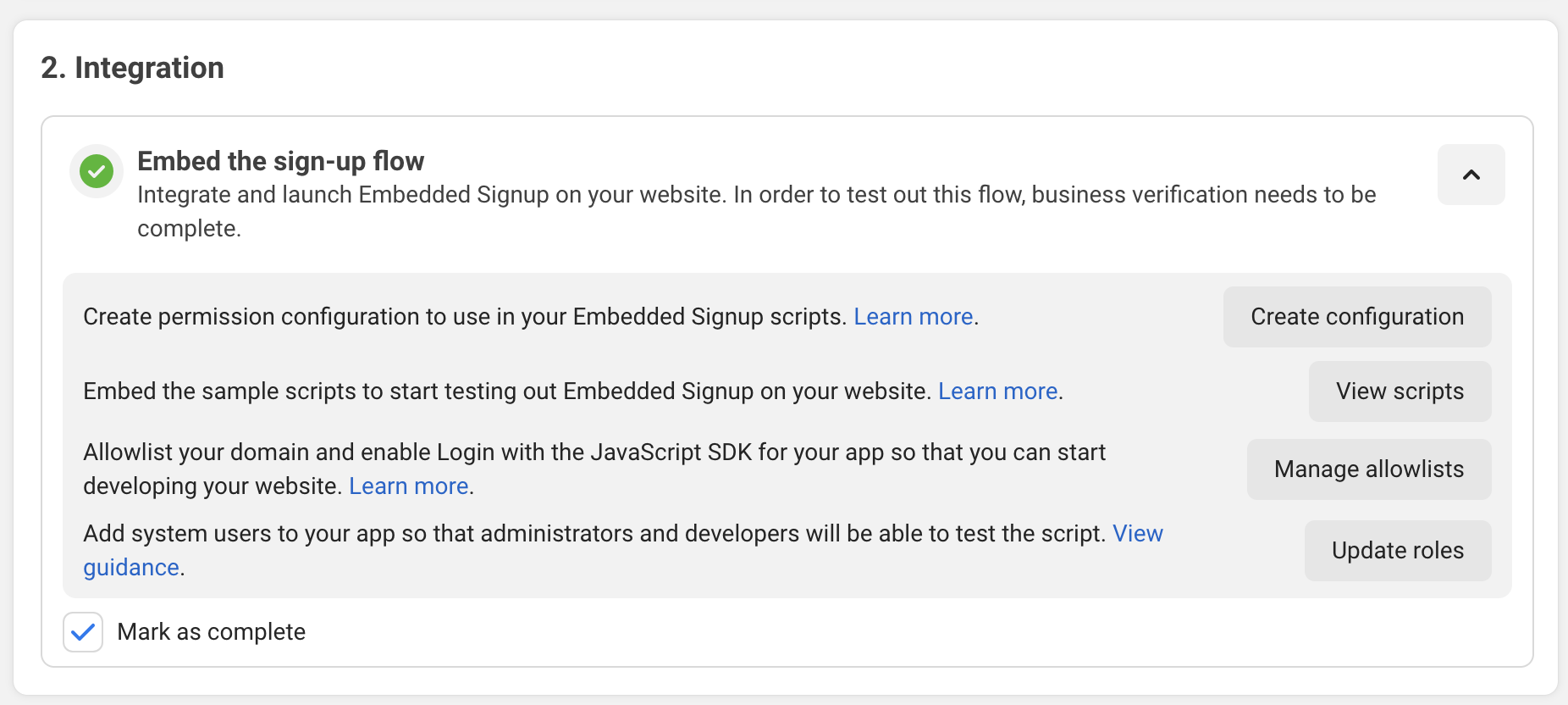 WhatsApp - Embed signup flow