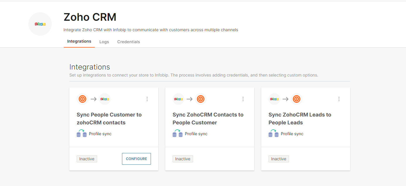 Zoho list integrations